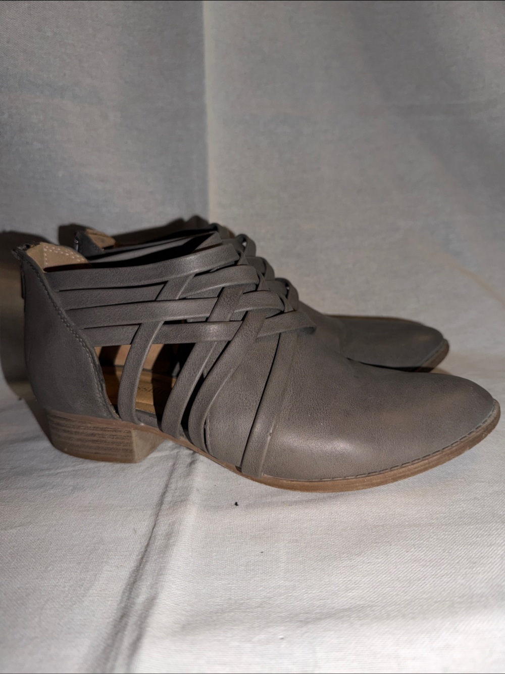 Cityclassified Taupe Strappy Cutout Ankle Booties